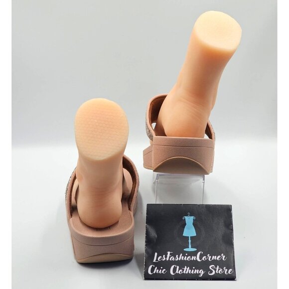 FitFlop Women's Blush Olive Glitter Mix Toe-Post Slip-Ons Sandals Size 11 2532 - Picture 6 of 16